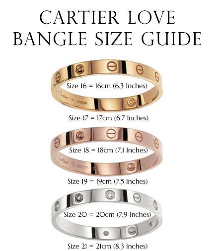 cartier bangle size chart.